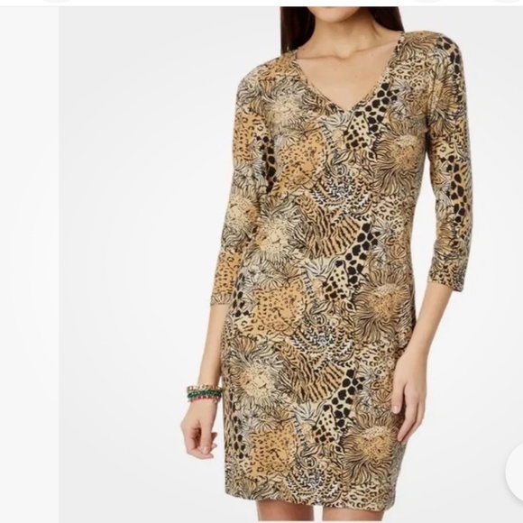 Lilly Pulitzer Tessa Dress Rattan Walk On The Wild Side Print XS NWT Cotton Soft - Picture 1 of 15